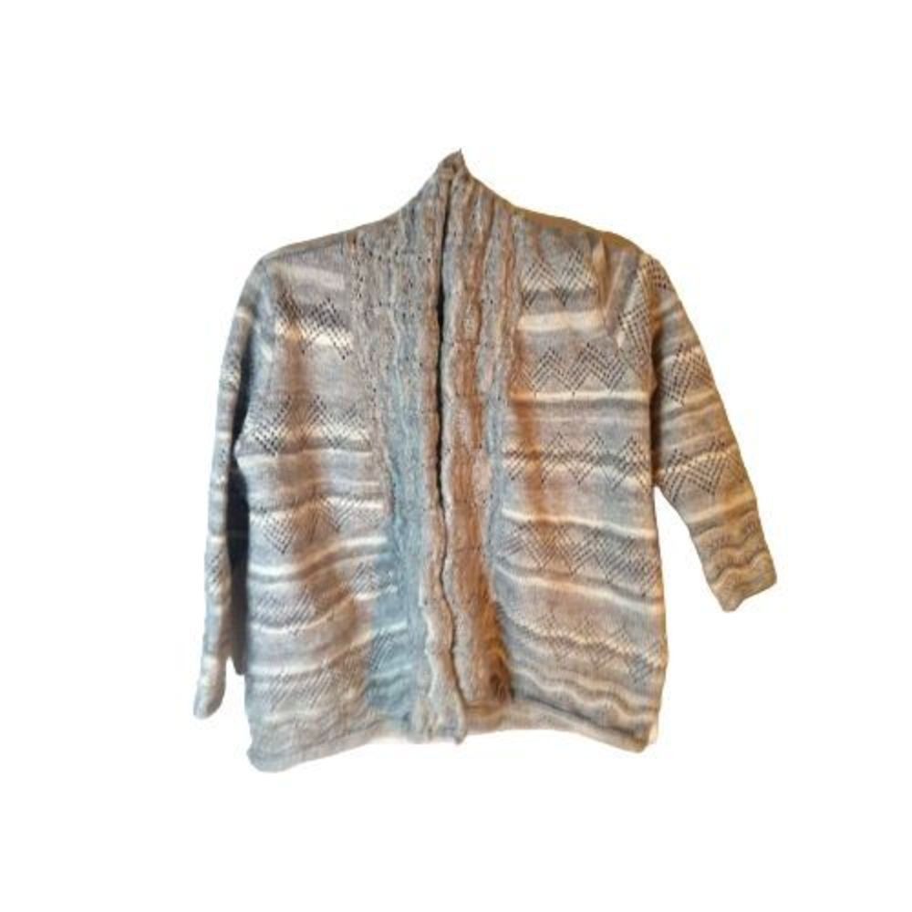 Alfred Dunner Sweater‎ Grey White Horizontal Stripes Size MP